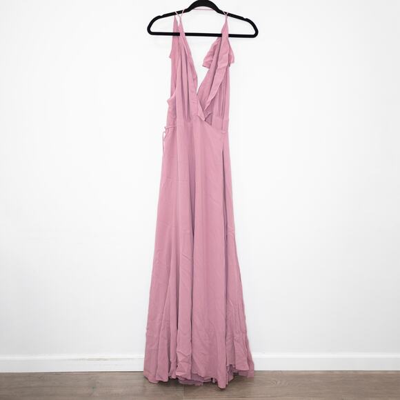 Reformation Arianna Dress Dawn Mauve Ruffle Wrap Maxi Gown Wedding SZ S - Picture 3 of 10